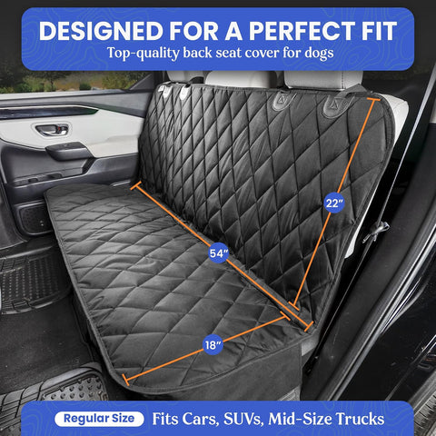 4Knines Heavy-Duty Rear Seat Cover for Dogs - Fitted, Grey Reg