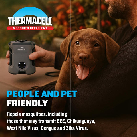 Thermacell Mosquito Repellent Rechargeable Adventure EX-Series EX90; Patio Shield with 9-Hour Battery, Includes 12-Hour Refill, Rubber Armor & Carabiner; Scent Free Bug Spray Alternative