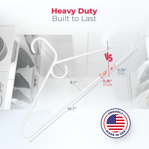 Heavy Duty Clothes Hangers 50 Pack (54 Count) – Made in the USA – 8lb Capacity Plastic Hangers for Adult Clothing – Durable for Pants, Coats, Jackets, or Jeans – Mint