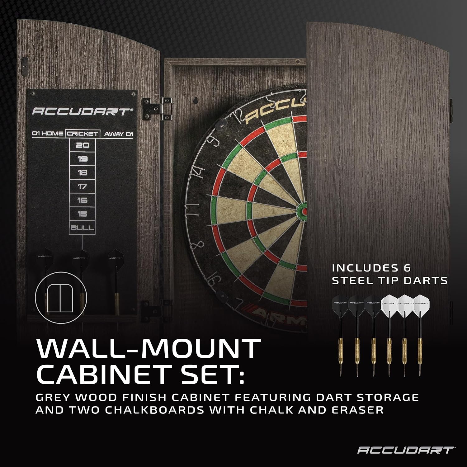 Accudart Armada Bristle Dartboard Cabinet Set, 18-Inch