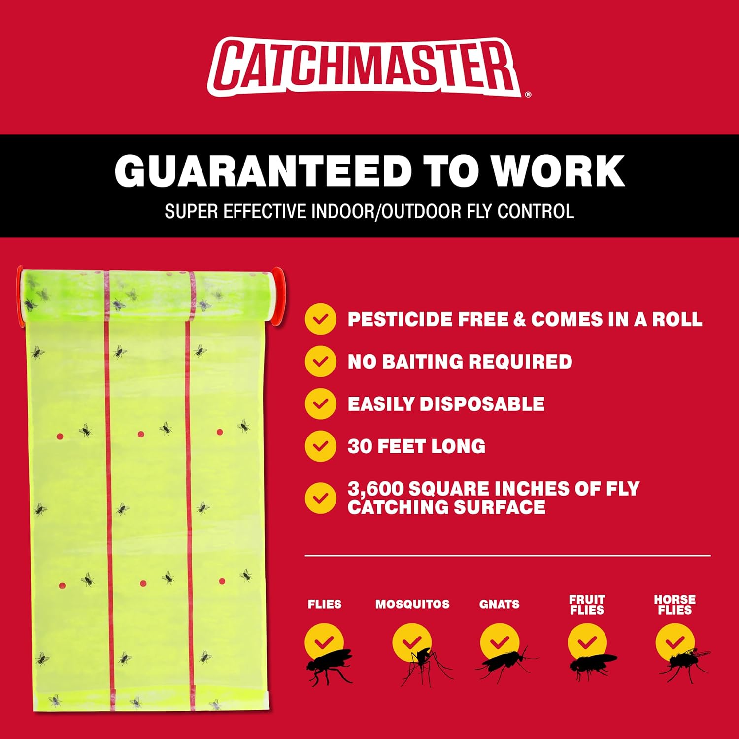 Catchmaster Giant Fly Glue Trap 1pk, 30ft Sticky Fly Paper Roll Outdoor