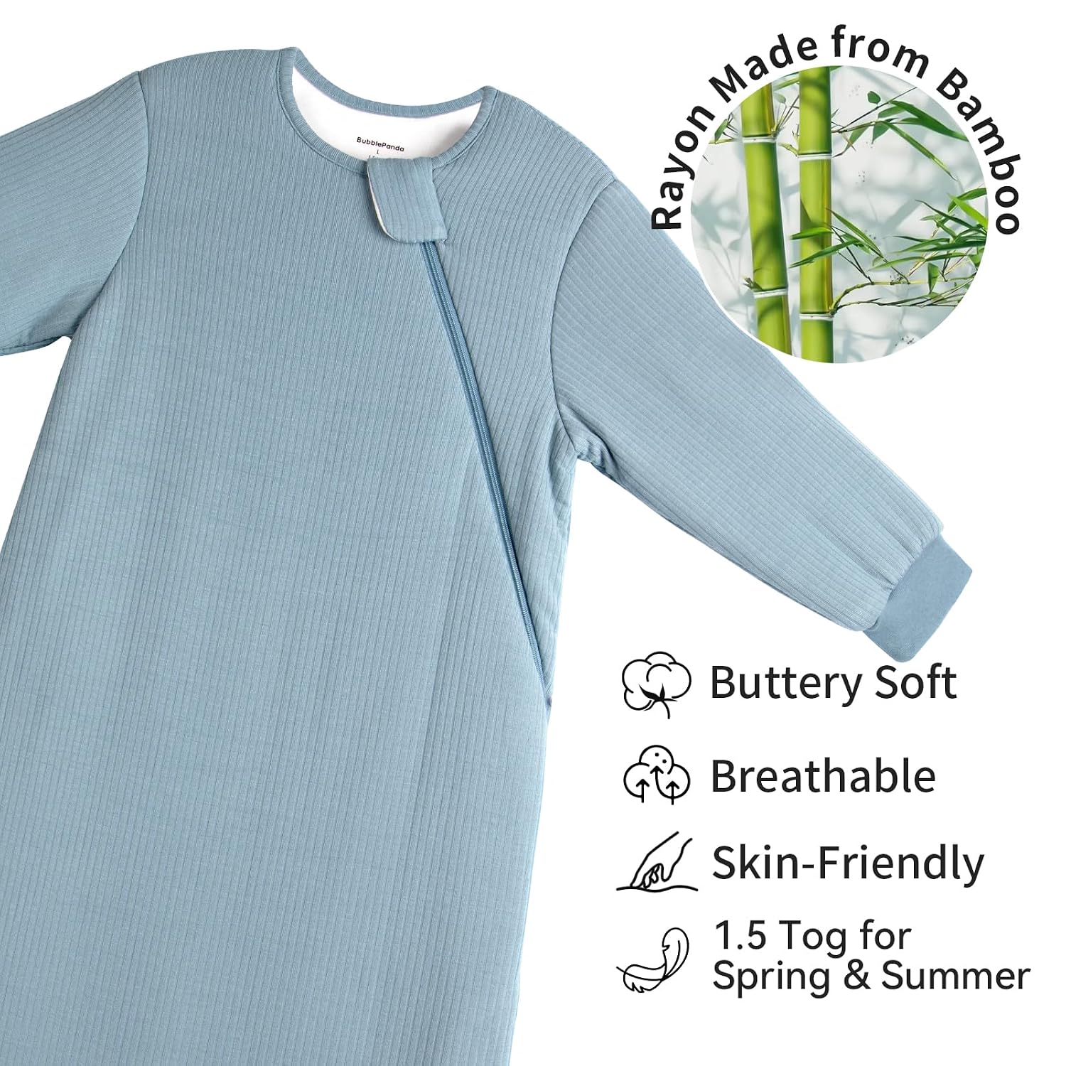BubblePanda Rayon Made from Bamboo Sleep Sack 0-6 Months 1.5 Tog Newborn