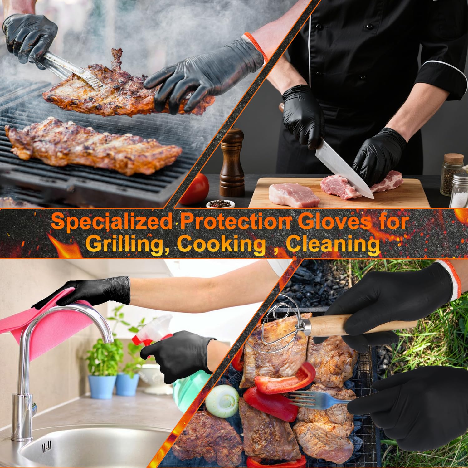 ANBOSON BBQ Gloves Disposable, Heat Resistant Grilling Gloves for Cooking
