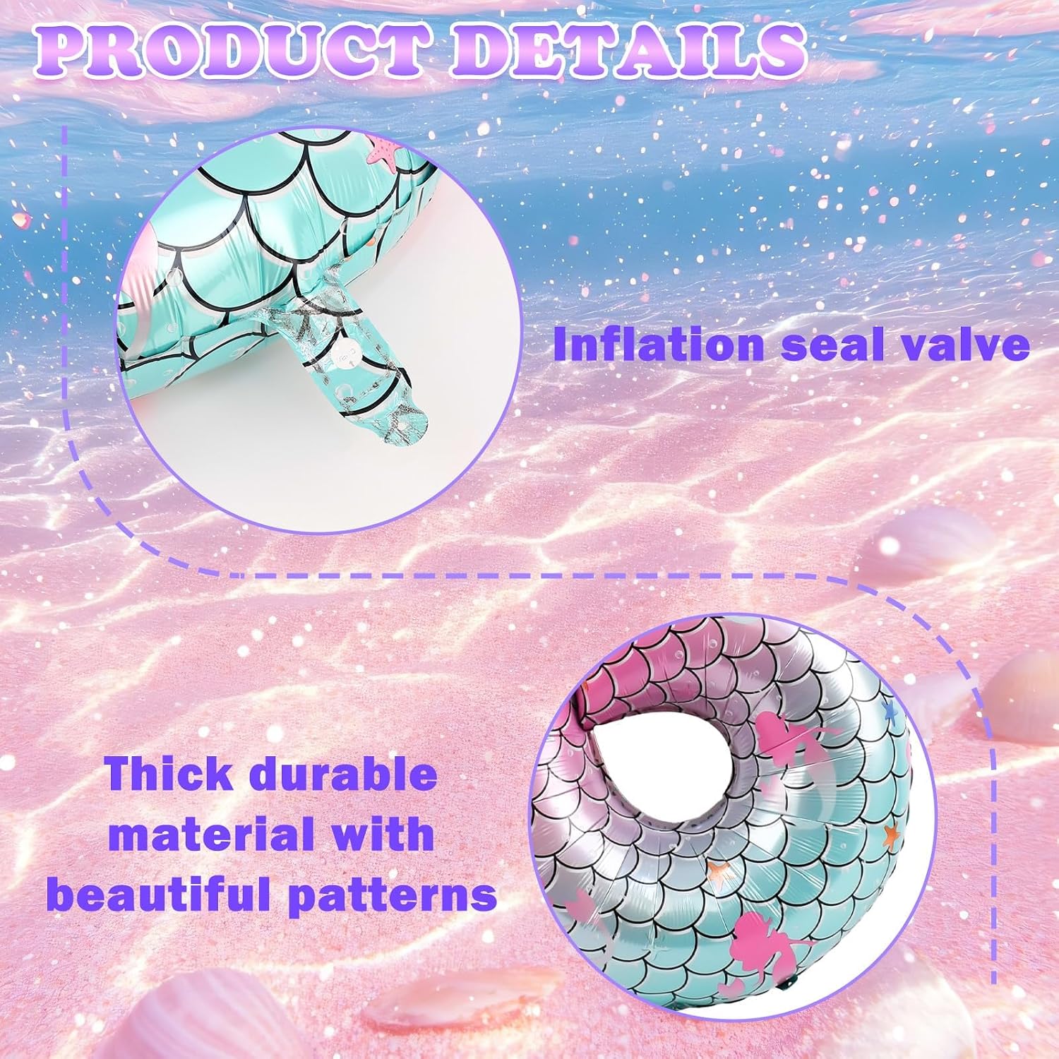 40 Inch Mermaid Number 4 Balloon, Sea Themed Birthday Decorations for Girls