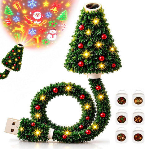Christmas Projector Light, Plug and Play HD USB Christmas Tree Projector