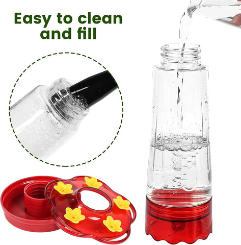 2 Pack Plastic Hummingbird Feeders for Outdoors Hanging Ant and Bee Proof,15 Ounces Red Hummingbird Feeder with 5 Feeding Ports and Perches, Built-in Ant Moat, Outside Garden Décor (Plastic, 2)