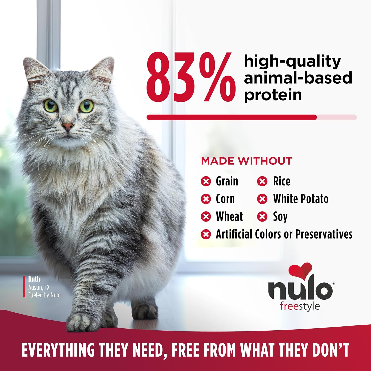 Nulo Freestyle Cat & Kitten Dry Food - Chicken & Cod Recipe, High Protein Grain Free Cat Food, Natural Kibble with Probiotics & Omega Fatty Acids, 4lb Bag