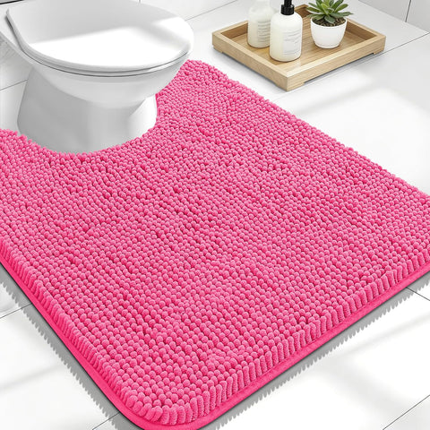 OLANLY Toilet Rugs U-Shaped 24x20, Soft Absorbent Chenille Contour Rugs