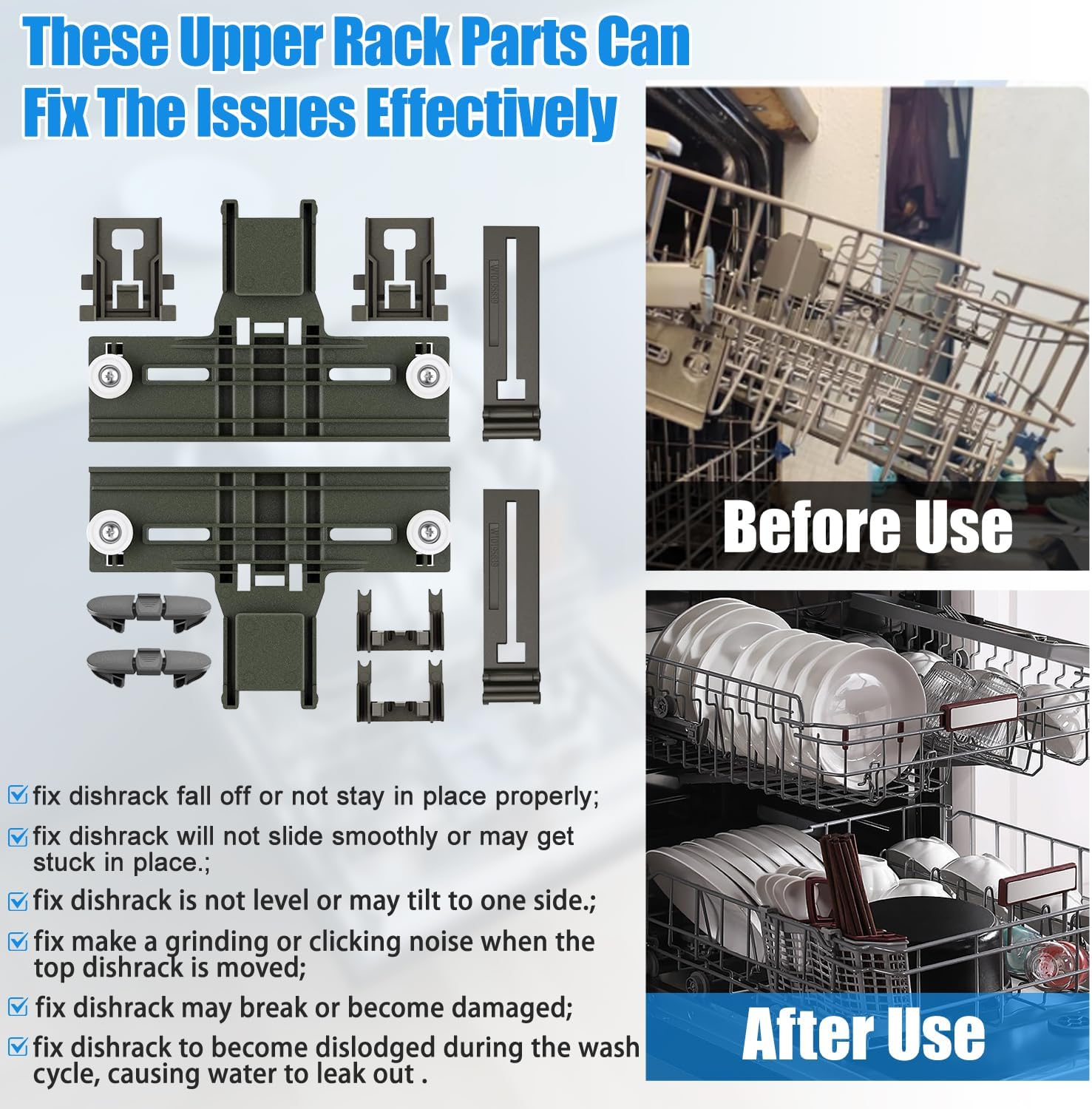 Upgraded W10350375 W10712395 Dishwasher Top Rack Adjuster Replacement Parts