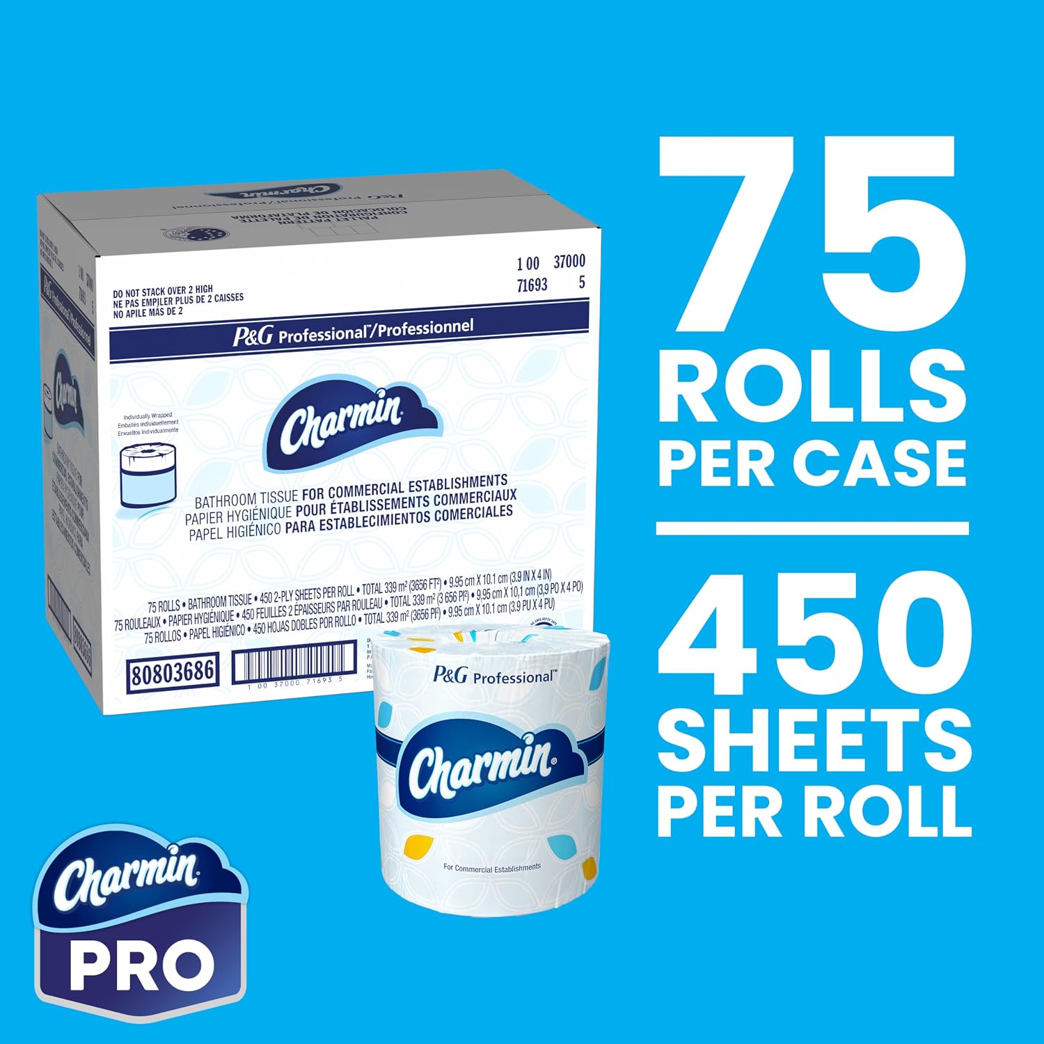 Charmin Professional Toilet Paper, Bulk 2-Ply Tissue (450 sheets, 75 count)