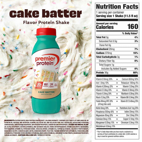 Premier Protein 30g High Protein Shake, Cake Batter, 12 Pack