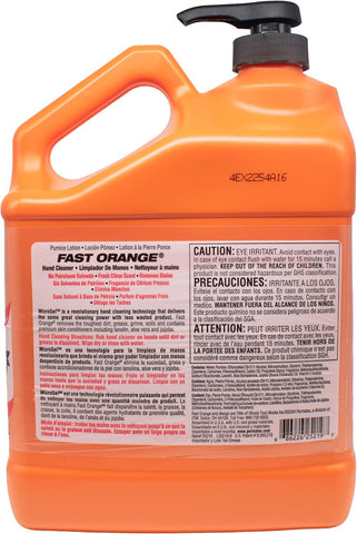 Fast Orange 25219 Pumice Lotion, Heavy Duty Hand Cleaner, Natural Citrus Scent, Waterless Cleaner for Mechanics, Strong Grease Fighter, 1 Gallon