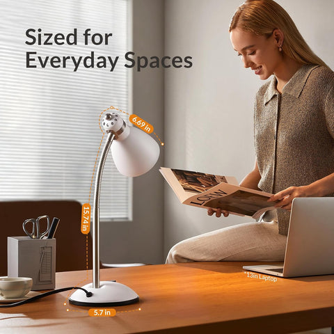LEPOWER Metal Desk Lamp, Adjustable GooseNeck Reading Light for Bedroom