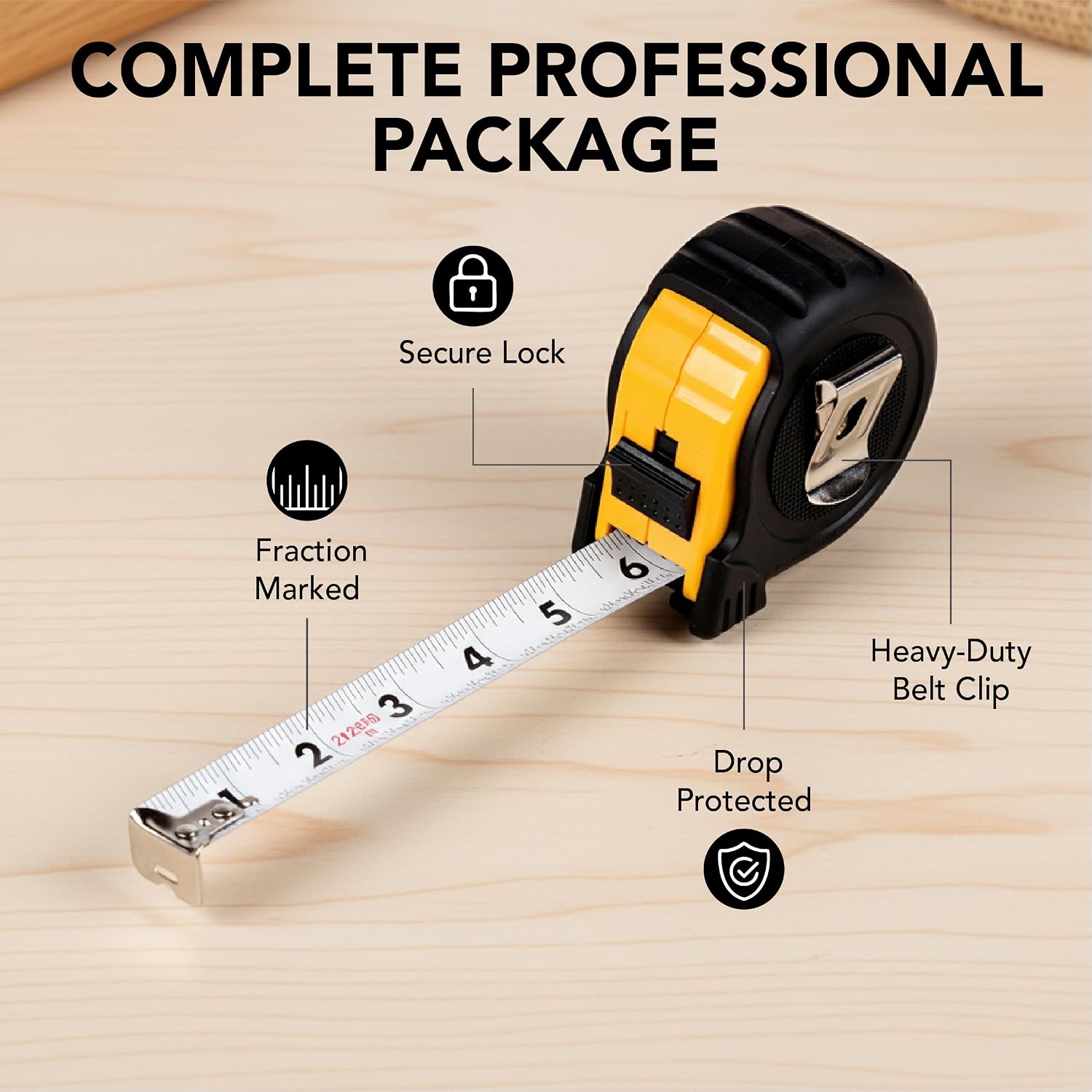 Mr. Pen- Retractable Tape Measure 25 ft, Yellow, Easy Read