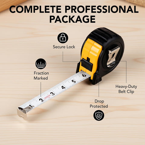Mr. Pen- Retractable Tape Measure 25 ft, Yellow, Easy Read