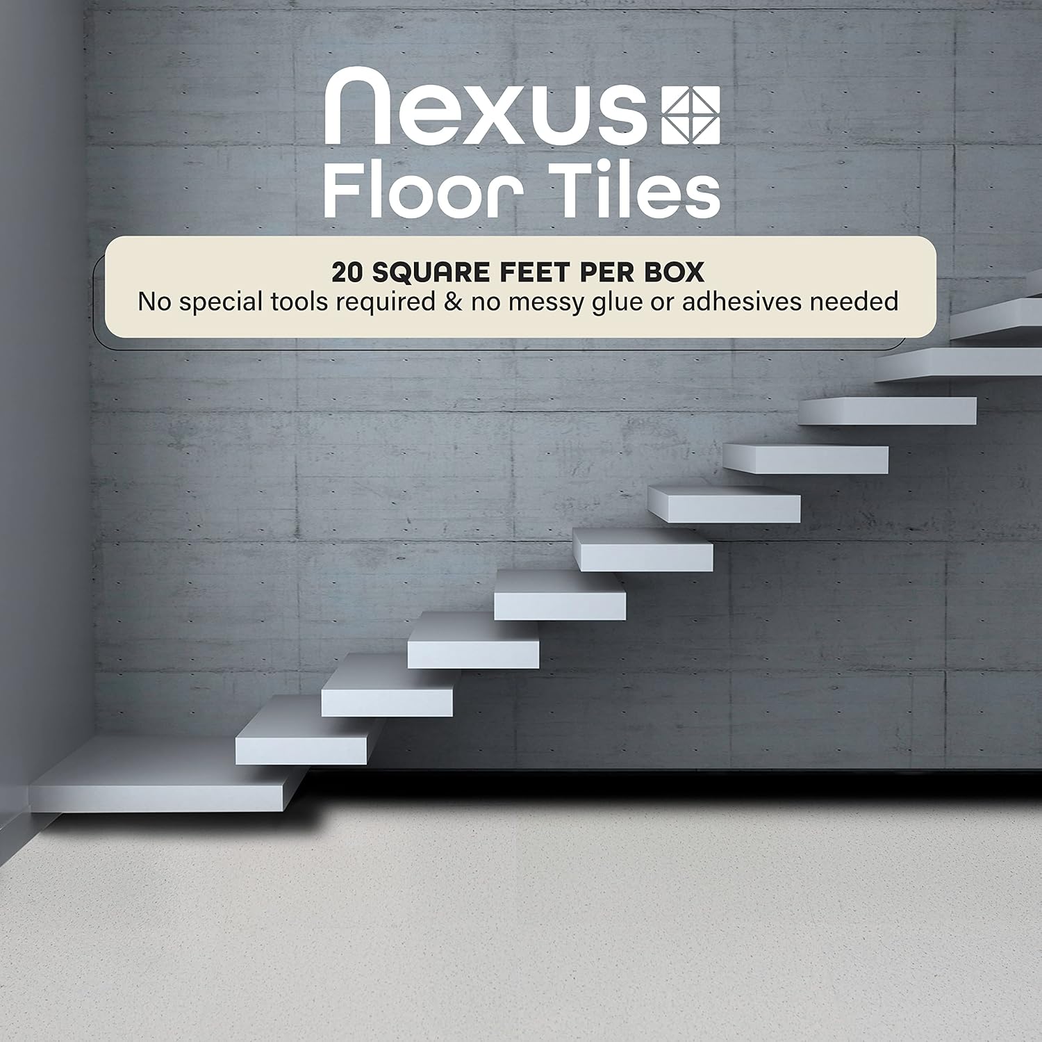 Nexus Self Adhesive 12-Inch Vinyl Floor Tiles, 20 Tiles, 12 x 12 in