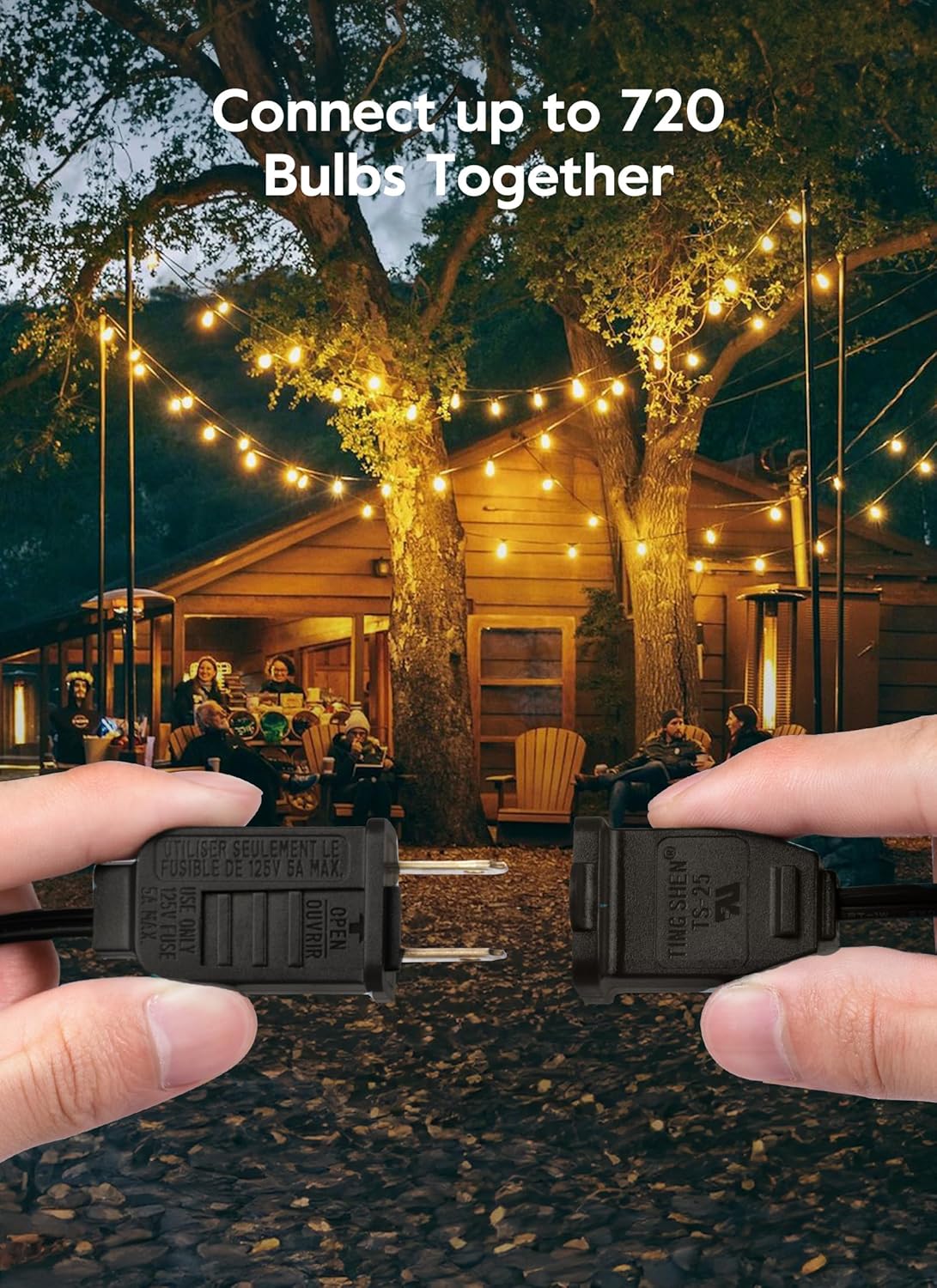 Outdoor String Lights, 55(50+5)FT 25 Bulbs IP65 Waterproof Patio Lights