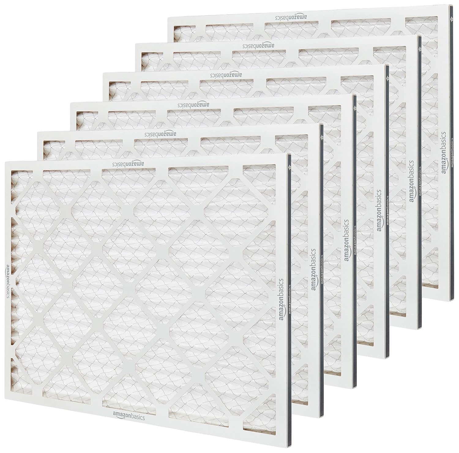 Amazon Basics 20x25x1 Air Filter 6-Pack, MERV 8 AC Furnace Filters, Removes Dust, Electrostatic, Allergen Control (Actual Size: 19.75" x 24.75" x 0.75")