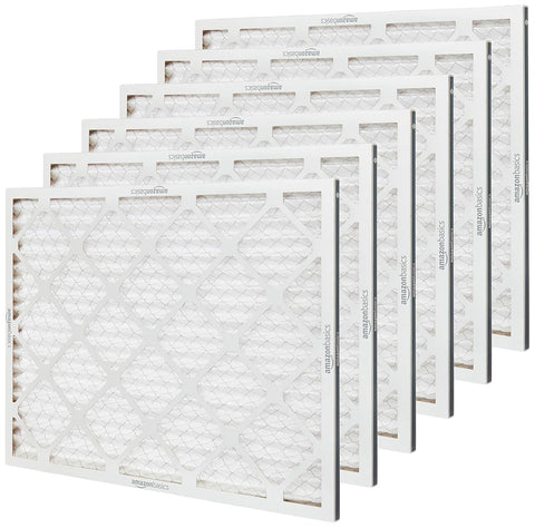 Amazon Basics 20x25x1 Air Filter 6-Pack, MERV 8 AC Furnace Filters, Removes Dust, Electrostatic, Allergen Control (Actual Size: 19.75" x 24.75" x 0.75")