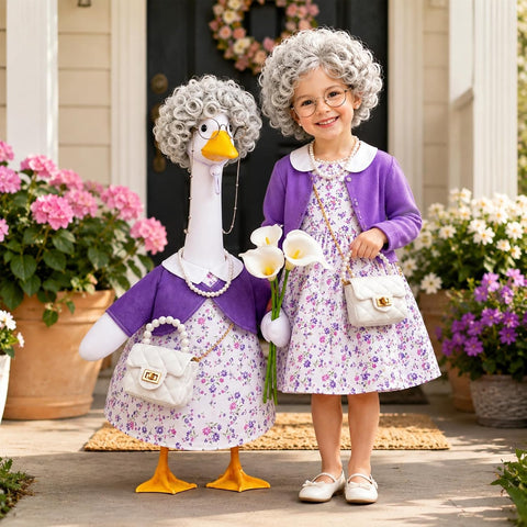 Old Lady Goose Outfits Grandma Porch Goose Costume for Outdoor Lawn Decor