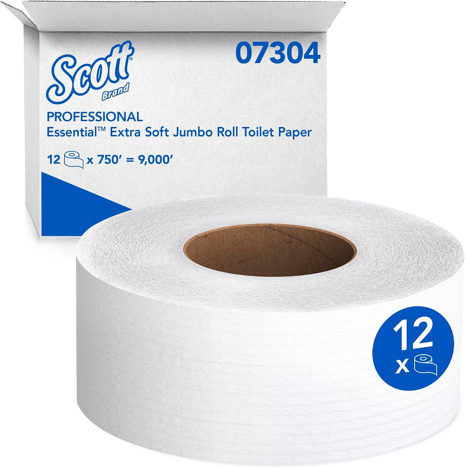 Scott Professional Jumbo Roll Toilet Paper, Bulk, 12 Rolls x 750' (07304)