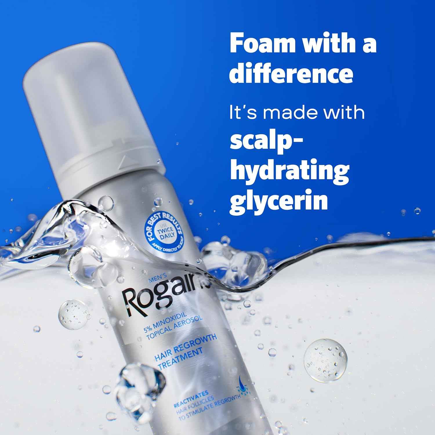 Men's Rogaine 5% Minoxidil Topical Foam, Unscented, 3 Mo Supply, 3x 2.11 Oz | Hair Regrowth Foam, Topical Hair Loss Treatment for Men, Regrow Fuller, Thicker Hair, Unscented, Aerosol, 3-Month Supply