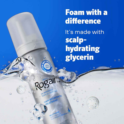 Men's Rogaine 5% Minoxidil Topical Foam, Unscented, 3 Mo Supply, 3x 2.11 Oz | Hair Regrowth Foam, Topical Hair Loss Treatment for Men, Regrow Fuller, Thicker Hair, Unscented, Aerosol, 3-Month Supply