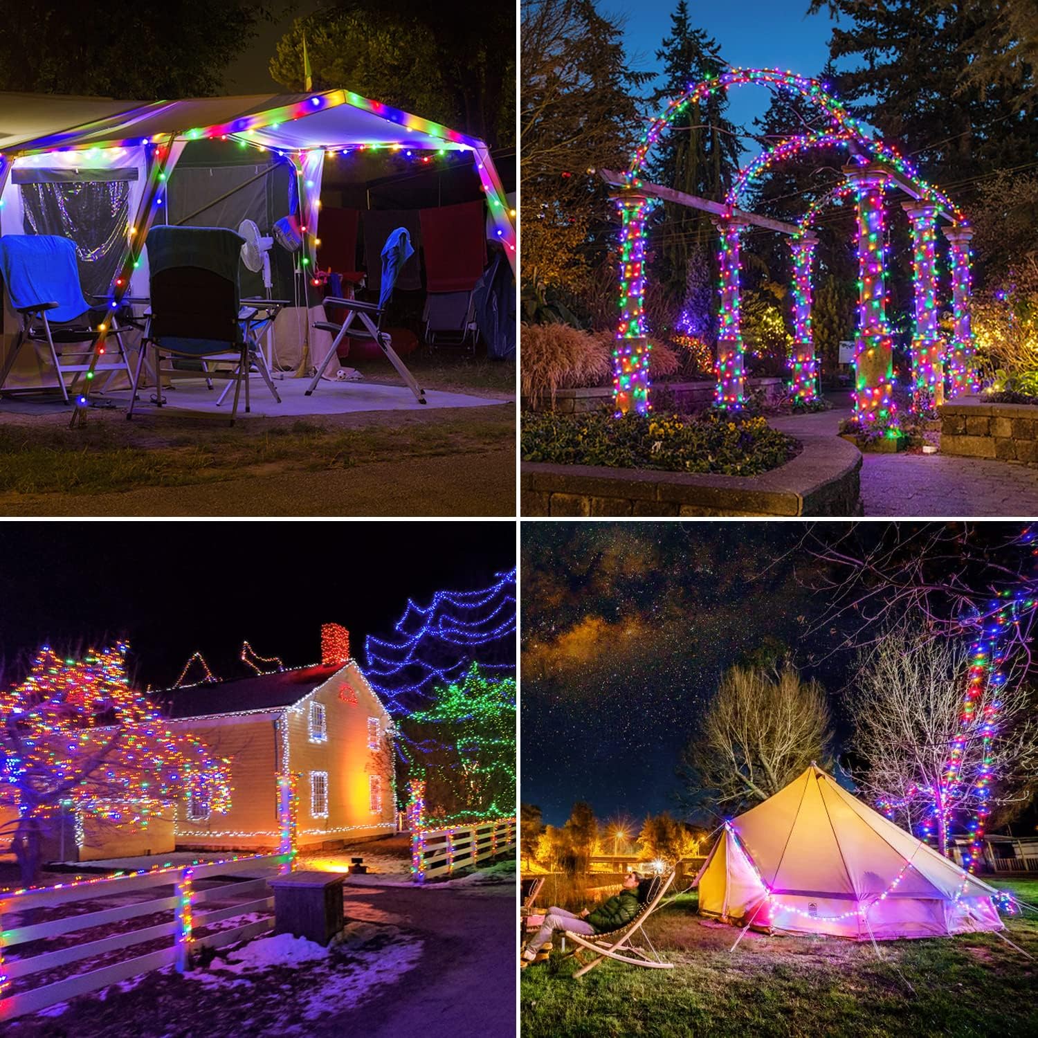 JMEXSUSS 4 Pack Solar Fairy Lights, Each 33ft 100 LED, Multicolored