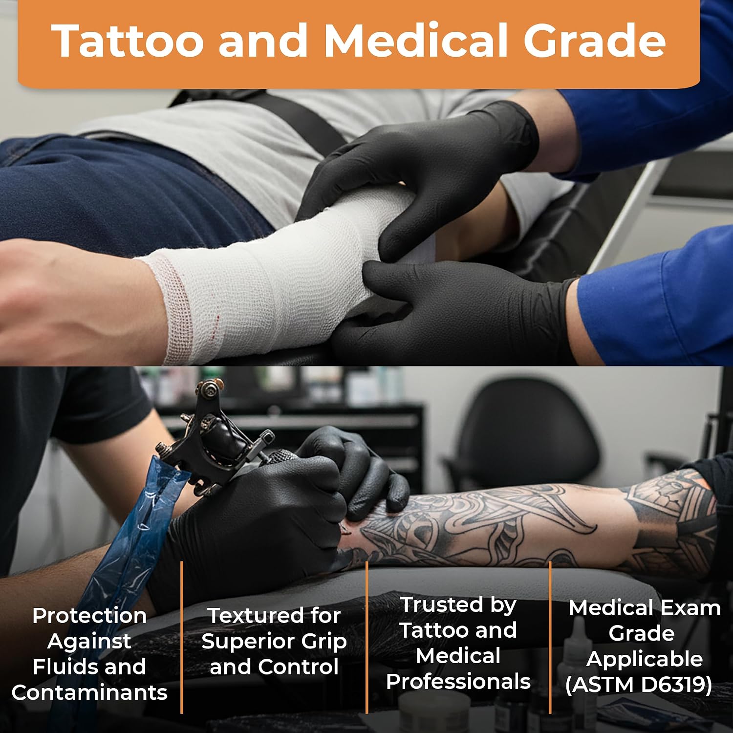 ASAP Nitrile Gloves Disposable Latex Free Exam & Medical Grade 4 Mil