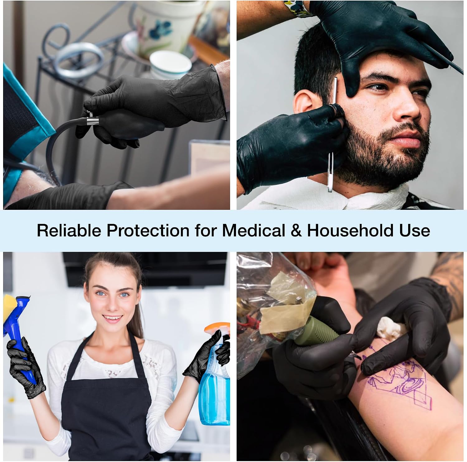 1st Choice Black 4 mil Nitrile Disposable Gloves Food Safe Medical Grade