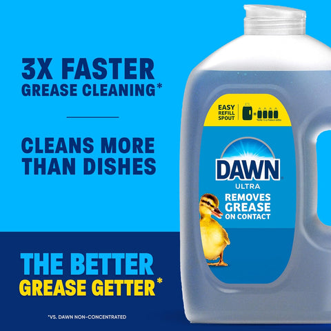 Dawn Ultra Dish Soap Refill Jug, Large Size Original Blue Liquid Dishwashing Detergent, Powerful Dish Soap for Grease, 51.5 oz