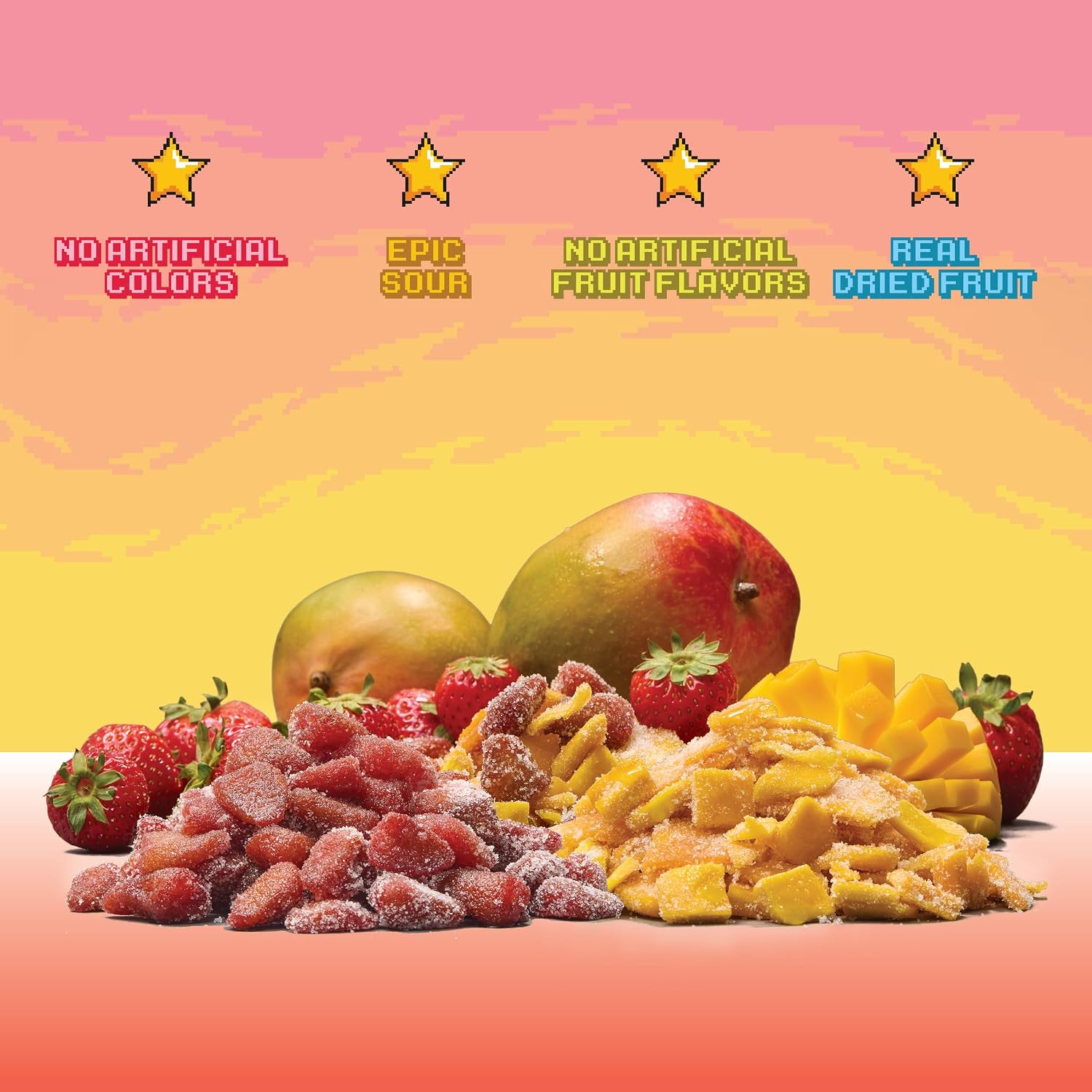 Final Boss Sour Fruit Candy, Strawberry & Mango, Level 2, 4 Pack