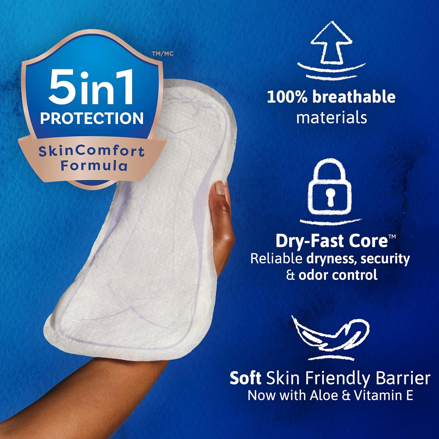 TENA Sensitive Care Overnight Incontinence Pads, Women, Extra Coverage 90ct | Made for sensitive skin, these bladder control pads help prevent leaks and irritation for comfortable, secure overnight use