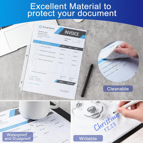 100 Pack Clear Sheet Protectors, 8.5 x 11 inch Page Protectors