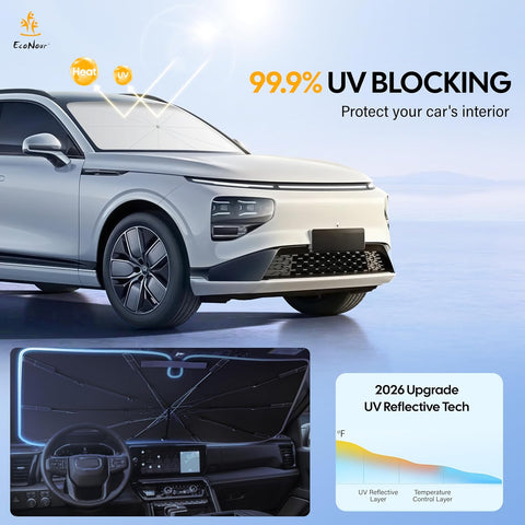 EcoNour Foldable Windshield Sun Shade & Window Tint Fit for 2014-2018 2019 2020 Nissan Rogue Sunshade, Front Car Window Shades Sun Visor, UV Protection, Heat Blocker, Car Accessories