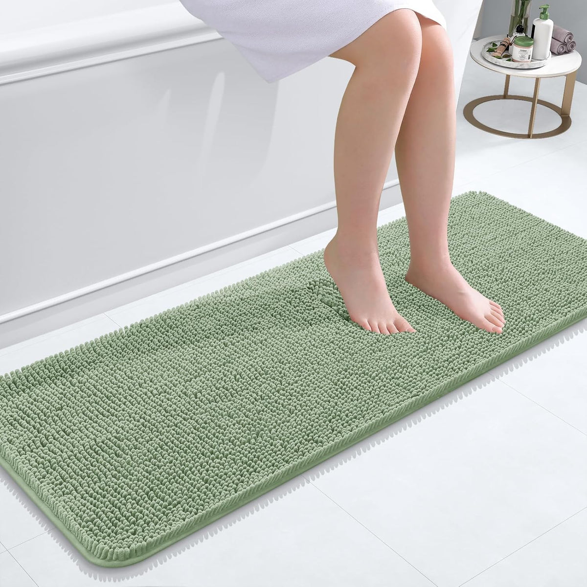 OLANLY Bathroom Runner Rugs 47x17, Extra Soft Absorbent Chenille Bath Rugs