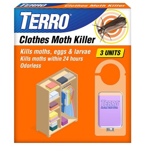 TERRO Clothes Moth Killer, 3-Pack, Kills Adult Moths, Larvae & Eggs