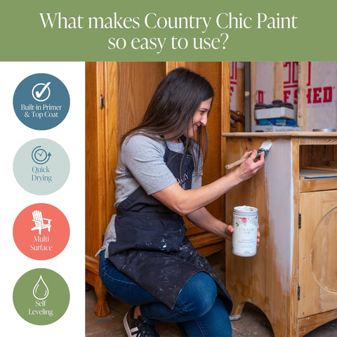 Country Chic All-in-One Chalk Paint for Furniture, Cabinets, Home Decor, Eco-Friendly, Matte Finish, Built-In Primer & Top Coat for Wood, Metal - Raspberry Sorbet (Pink) - 8 oz (237 ml)