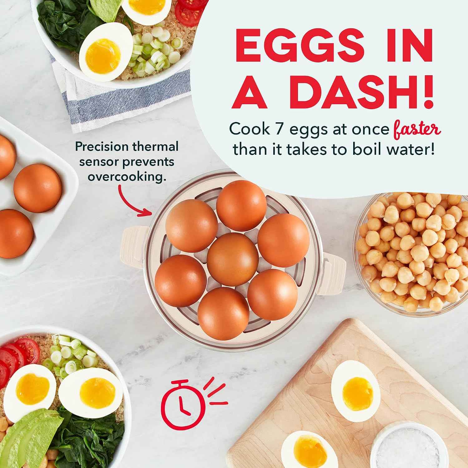 Dash Rapid Egg Cooker, 7 Hard Boiled Eggs, Cream