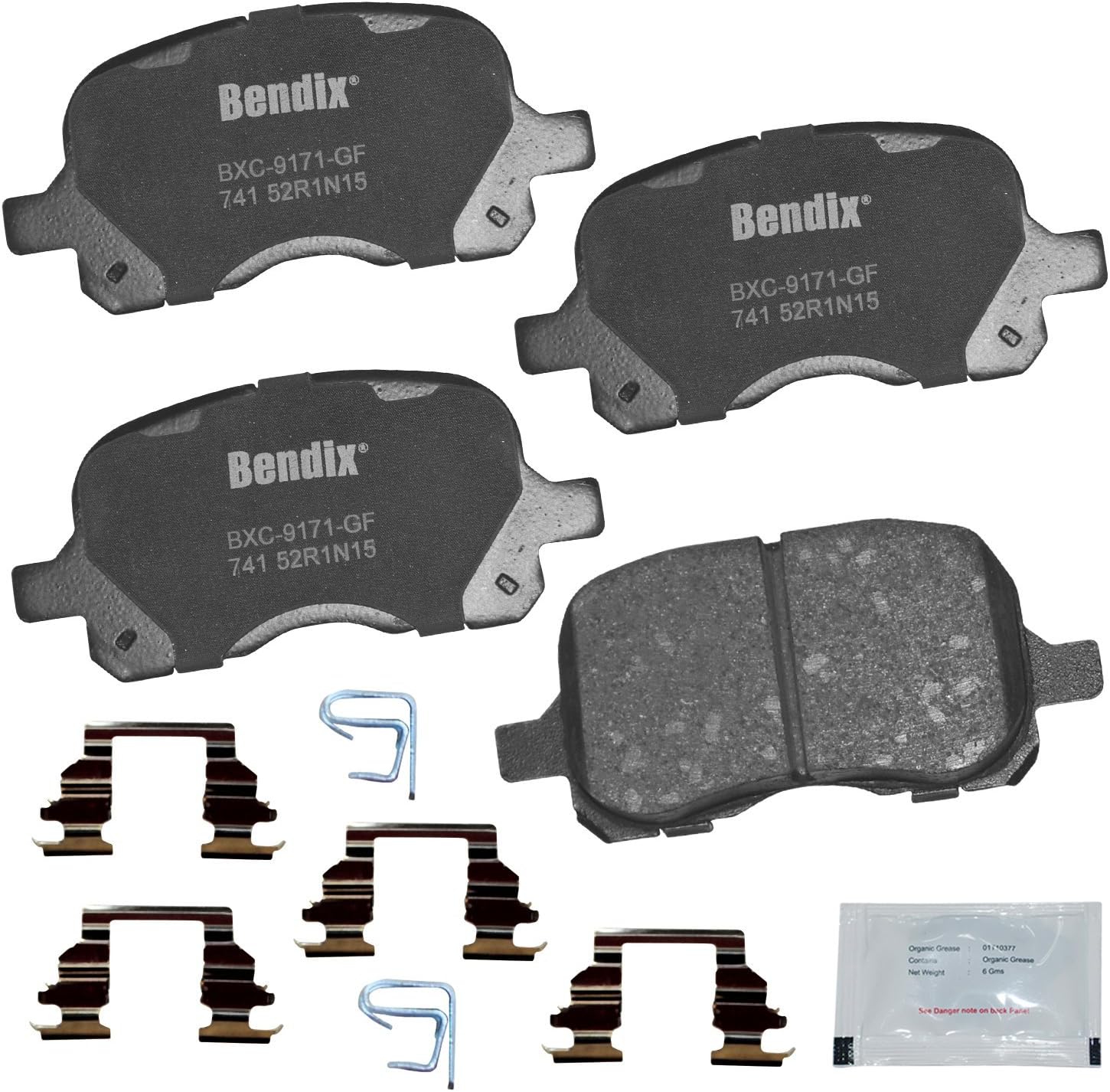 Bendix Priority1 CFC741 Ceramic Front Brake Pads for Chevrolet Prizm 2002-1998, Toyota Corolla 2002-1998