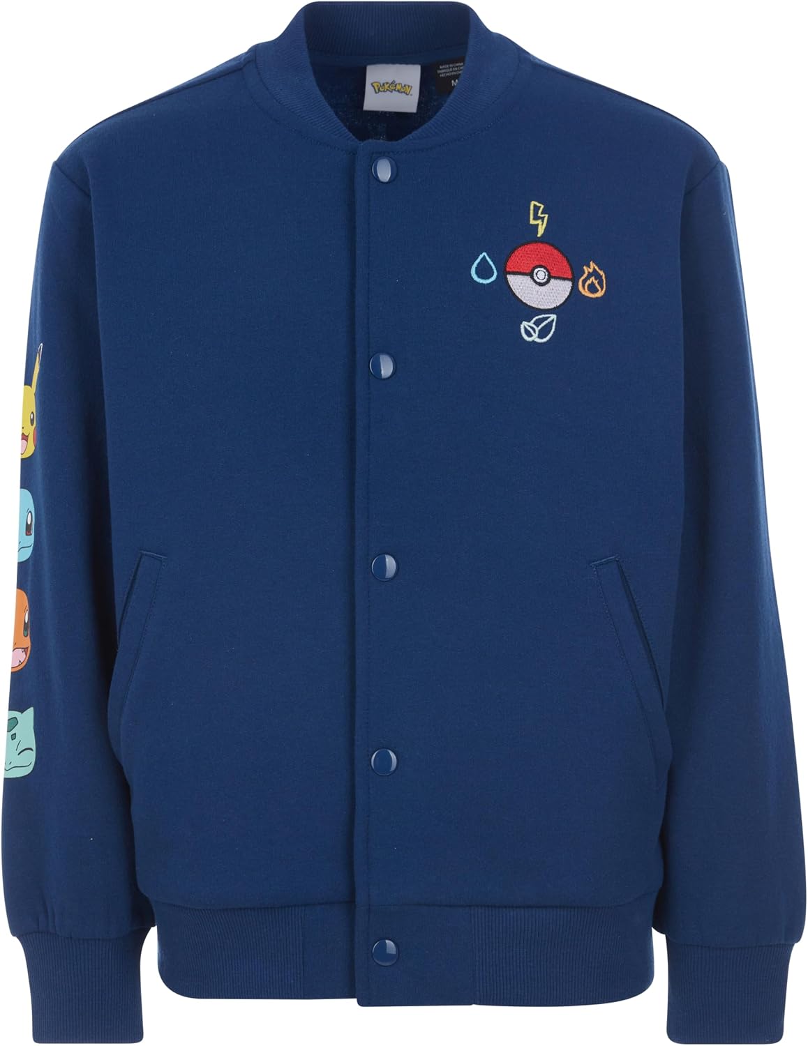 Pokemon Boys Fleece Bomber Jacket, Varsity Coat for Little & Big Kids