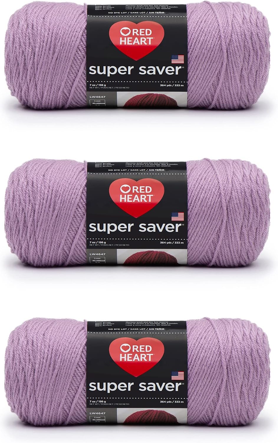 Red Heart Super Saver Yarn for Crocheting & Knitting, Orchid, 3-Pack