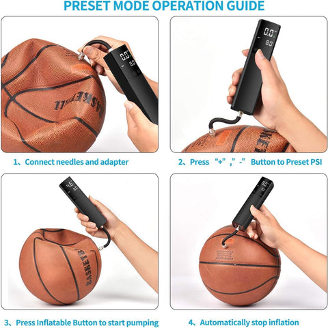 Electric Ball Pump for Sports Balls, Basketball Pump with Gauge and LCD