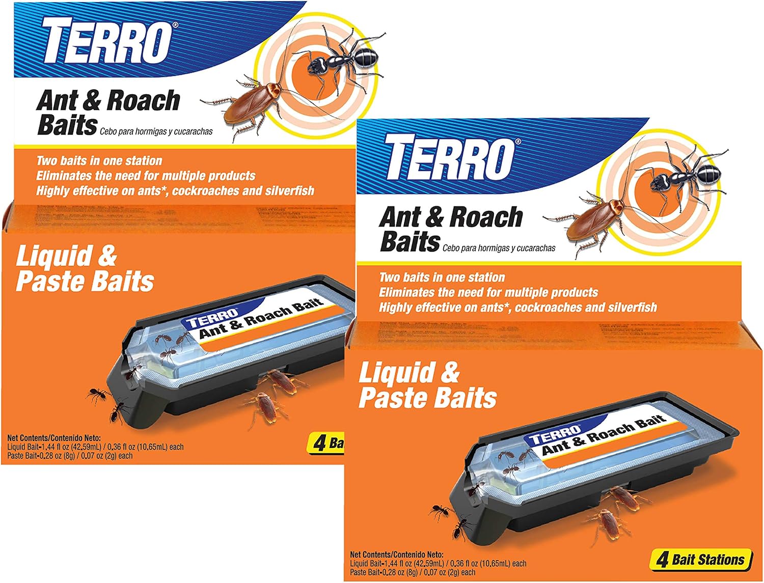 TERRO Ant & Roach Bait, 8-Pack, Indoor Ant Killer and Roach Killer