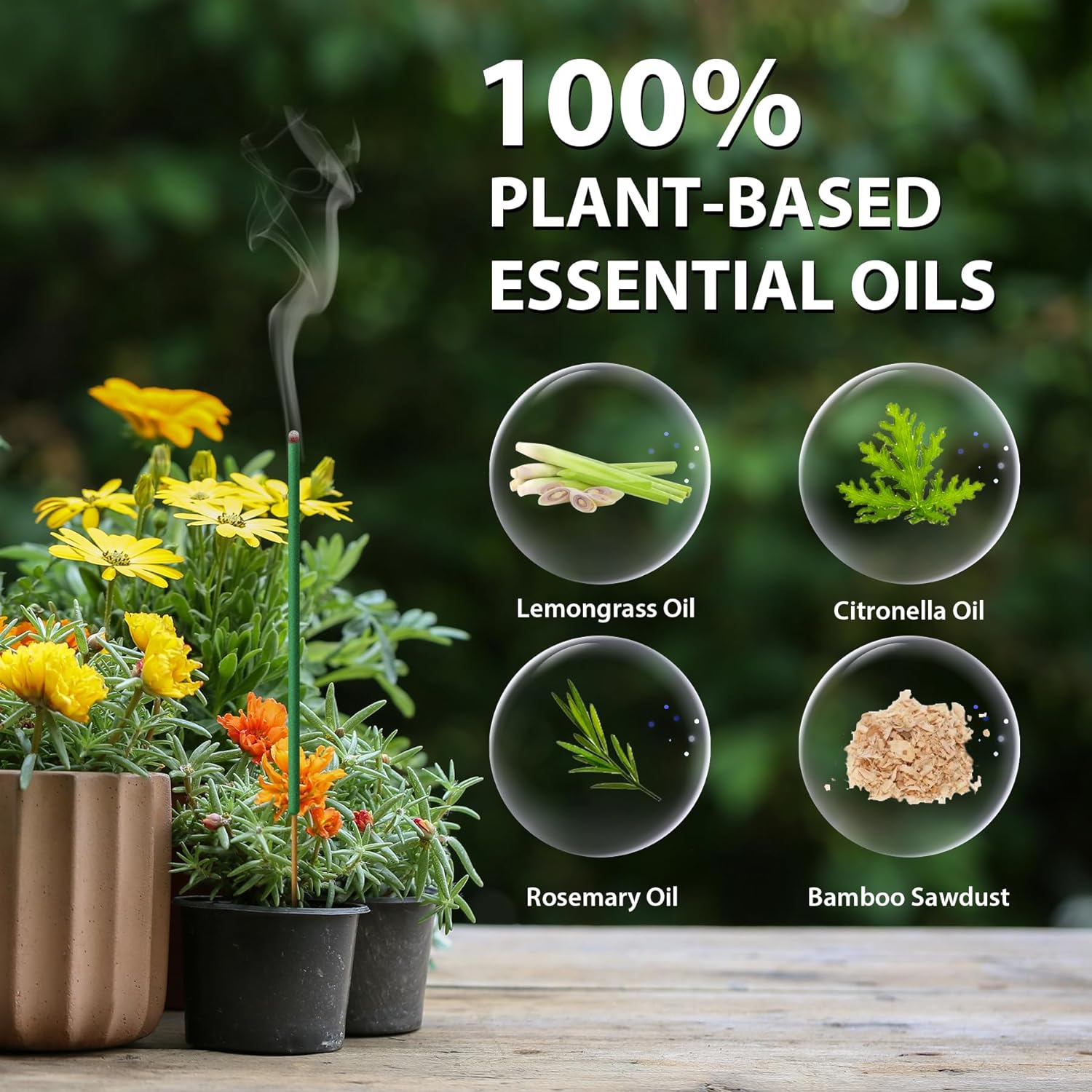 BugBai Mosquito Repellent Outdoor Patio 120 PCS, Citronella Oil Mosquito Incense Sticks Indoor Home Pet Family Safe, Natural Plant-Based Bug Insect Barrier for Yard Garden Lawn Camping Fishing, 0.5 lb