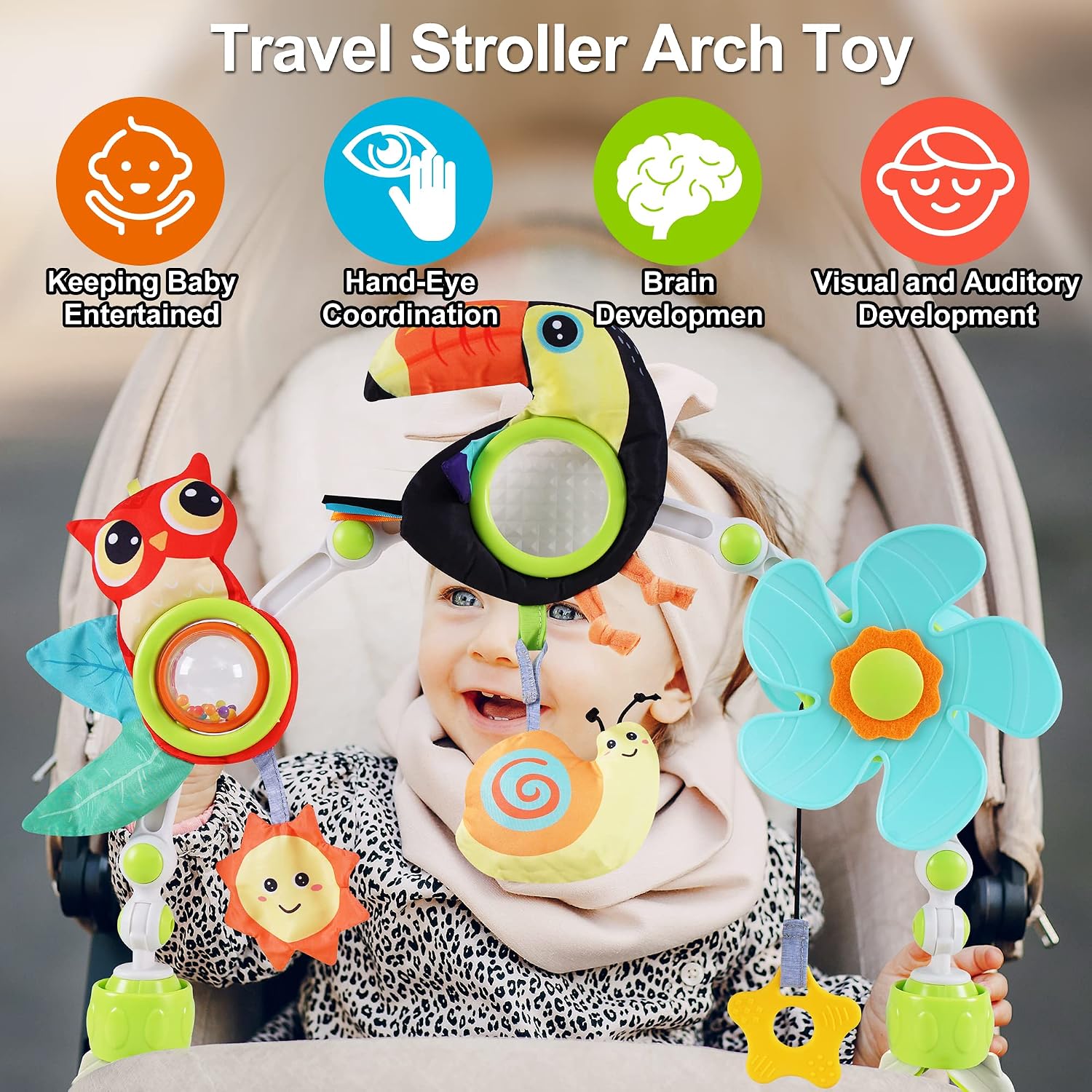 Lynncare Baby Arch Toy Adjustable Car Seat Toys Hanging Activity Toys