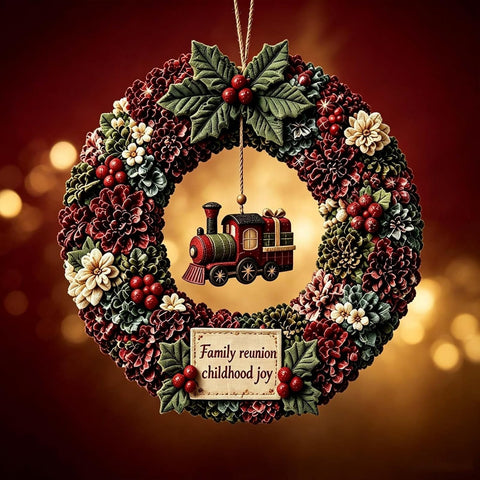 Christmas Wreath 3D Fabric Poke Art DIY Kits for Adults (Vintage Train)