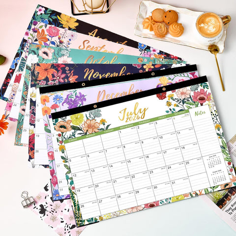 Desk Calendar 2026-2027 – Jul 2026 – Dec 2027, 18 Months Large Monthly Desk Calendar 2026-2027, 17" x 12", Desk Pad, Ruled Blocks, To-do List & Notes, Tear Off, Best Desk/Wall Calendar, Beautiful Flowers