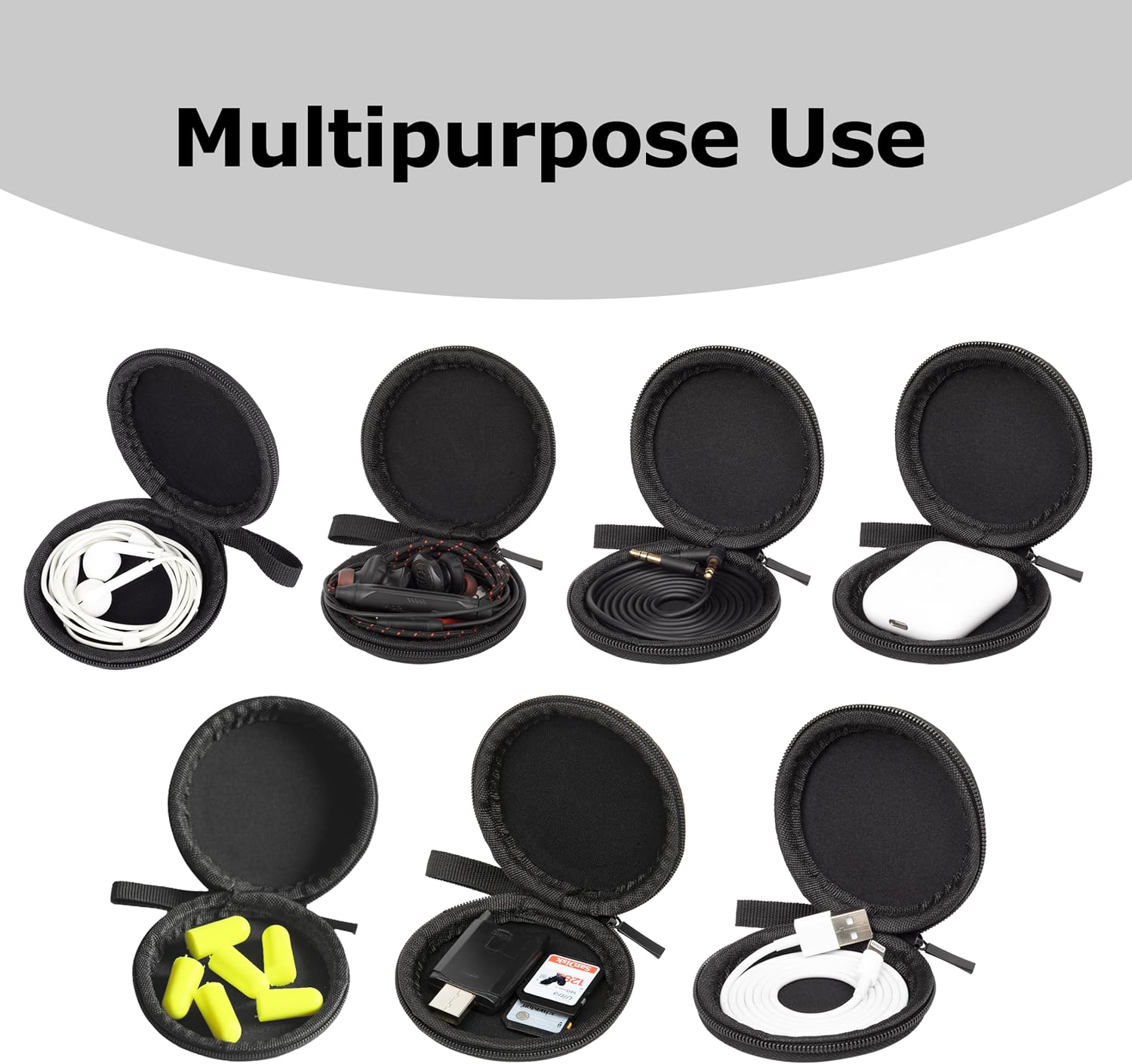 Ginsco Mini-Portable Hard Shell Earbuds Case for Apple EarPods Headphones USB-C Wired Ear Buds/Skullcandy Jib Wired Earbuds, Travel Case for Earphones Earplugs (2, Luxe Black)