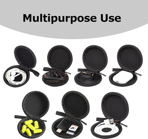 Ginsco Mini-Portable Hard Shell Earbuds Case for Apple EarPods Headphones USB-C Wired Ear Buds/Skullcandy Jib Wired Earbuds, Travel Case for Earphones Earplugs (2, Luxe Black)